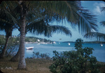 Boats anchored in the harbor of Man of War Cay, Abaco, Bahamas