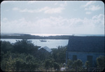 View of boats in the harbor and houses on Man of War Cay, Abaco, Bahamas