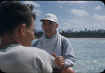 Berkeley F. Jones and another man on a row boat near Mangrove Cay, Andros, Bahamas