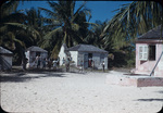 A group of young boys stand near buildings on Staniard Creek, Andros, Bahamas