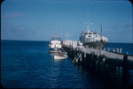 A woman on a dock near anchored boats on Green Turtle Cay, Abaco, Bahamas
