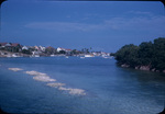 Boats anchored near the town of Spanish Wells, Saint George’s Cay, Bahamas