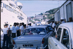 View of Steamship Regina, a Crowd of People, and Automobiles on the Port of Saint George’s, Saint George, Grenada
