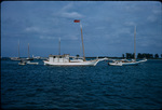 Sailboats and a merchant boat anchored in Nassau Harbor, New Providence, Bahamas