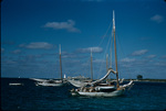 Sailboats anchored in Nassau Harbor, New Providence, Bahamas