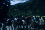 School children standing in front of a yellow Ford Cortina automobile in Moore Town, Portland, Jamaica
