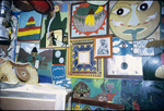 Paintings on the wall of Everald Brown's studio