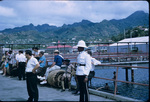 People gathered on the docks of Kingstown Harbor, Saint George, Saint Vincent