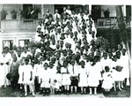 Mary McLeod Bethune poses with entire staff and student body
