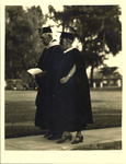 Black-and-white photograph of Alice Ellen Guild with Irving Bacheller, in academic dress.
