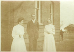 Clara Louise Guild, N. J. Perkins, and other faculty in front of Sanford High School.]