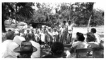 Children sing at outdoor worship and picnic, c. 1947