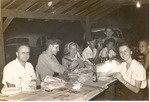 Youth group fellowship on church picnic grounds, mid-1940s