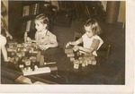 Playing with blocks in first school, 1946