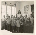 Ms. Dorothy Daniel with first class of students in St. Luke's Lutheran School, 1946-47