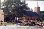 Demolition of 1957 addition begins. Exterior views. c. 1991
