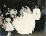 Wedding, June 14, 1959, Bride and groom exit the (1957) brick church