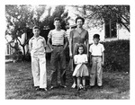 Katie Duda with children: Walter Duda, Edward Duda, Katherine Martha Duda and Luther Duda. c.1947, Enhanced Image