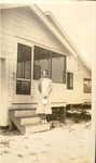 Elizabeth Mikler on steps of the Michael Mikler home. 1930s., Original