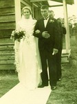 Wedding of Mary Mikler to Paul Tesinsky in original church. August 21,1938, Enhanced