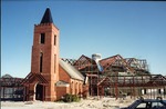 Framing of roof and exterior walls of new church facility. c. 1992