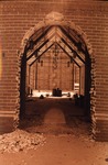 Three iconic images of St. Luke's new sanctuary wall rising. c.1992