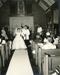 Wedding photos and recessional, June 14, 1959, St. Luke's (1957) brick church