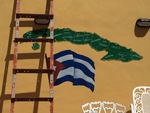 Cuba Map and Flag Mural