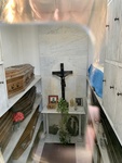 View Inside a Mausoleum, Featuring Coffin Draped in Flag of Argentina.  Recoleta Cemetery 1