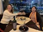 Patrons Enjoying Wine at a Restaurant with Spectacular Evening View of Puerto Madero, Buenos Aires 3 by Wendy Howard