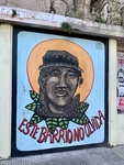 Street Art Featuring Man Wearing Cap, Caminito Neighborhood, Buenos Aires 1 by Wendy Howard