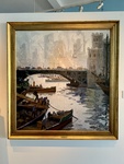 Painting Titled Barracas Bridge, by Benito Quinquela Martín, 1956; Oil on canvas. Museo Benito Quinquela Martín, Caminito Neighborhood, Buenos Aires by Wendy Howard