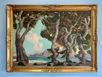 Painting Titled Pines of Formentor (Mallorca), by Gregorio López Naguil, 1925; Oil on canvas. Museo Benito Quinquela Martín, Caminito Neighborhood, Buenos Aires by Wendy Howard
