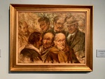 Painting Titled Friends in Meeting, by Antonio Abelleyra Carbral, 1954; Oil on Canvas. Museo Benito Quinquela Martín, Caminito Neighborhood, Buenos Aires by Wendy Howard