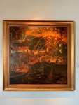 Painting Titled Fire in the Boca by Benito Quinquela Martín, 1940. Oil on Hardboard. Museo Benito Quinquela Martín, Caminito Neighborhood, Buenos Aires by Wendy Howard