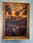 Painting Titled Fire of Oil Tanks, by Benito Quinquela Martín, 1940. Oil on Canvas. Museo Benito Quinquela Martín, Caminito Neighborhood, Buenos Aires by Wendy Howard