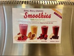 Smoothie options displayed at the food court in Edificio San Alberto Magno, Universidad Catolica Argentina in Buenos Aires by Wendy Howard