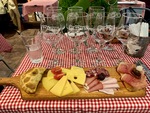 Ladies enjoy a meal with CHE MALBEC wine and charcuterie board at Edificio San Alberto Magno, Universidad Catolica Argentina by Wendy Howard