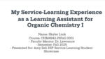 My Service-Learning Experience as a Learning Assistant for Organic Chemistry I