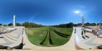 Beautiful park landscape with manicured gardens under a clear blue sky in Lisbon by Wendy Howard