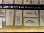Displays of censorship and resistance at Museu do Aljube in Lisbon showcasing historical documents and stamps by Wendy Howard