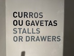 Text on the wall explaining the stalls or drawers at Museu do Aljube in Lisbon by Wendy Howard