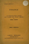 Finance: An introductory course for classes and study circles by Emile Burns