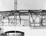 Math and Physics Building construction - steel workers on roof